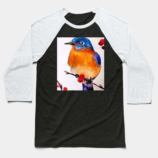 watercolor bird Baseball T-Shirt by reyhanartstudio